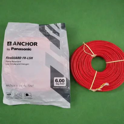 Anchor FireGuard 6 sq mm Red FRLS-H PVC Insulated Wire Anchor FireGuard 6 sq mm Red FRLS-H PVC Insulated Wire