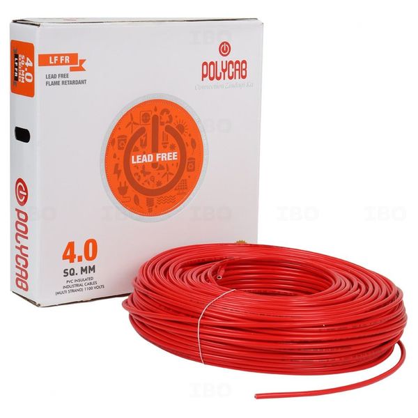 Polycab FRLF 4 sq mm Red 90 m PVC Insulated Wire