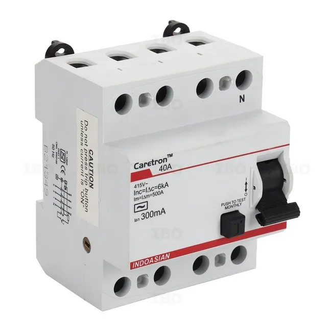 Indoasian Caretron 4 Pole 40 A 100 mA RCCB