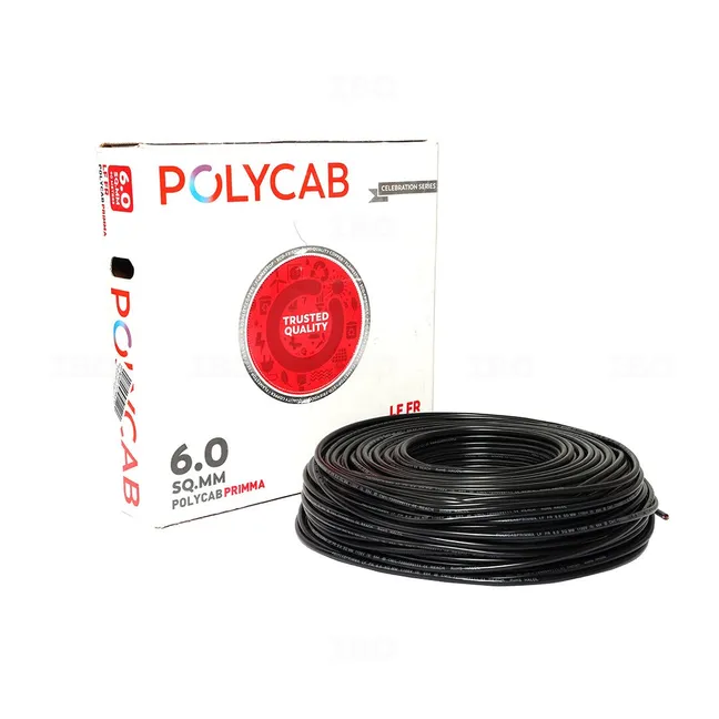Polycab Primma 6 sq mm Black 90 m FR PVC Insulated Wire Polycab Primma 6 sq mm Black 90 m FR PVC Insulated Wire