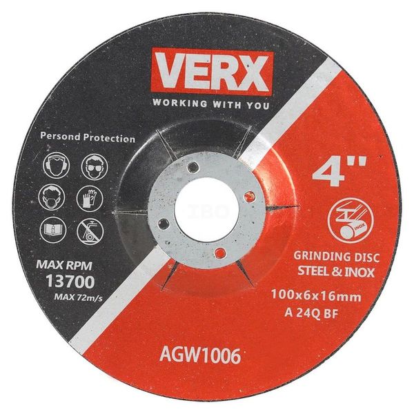 Verx 100x16x6mm Metal Grinding Wheel