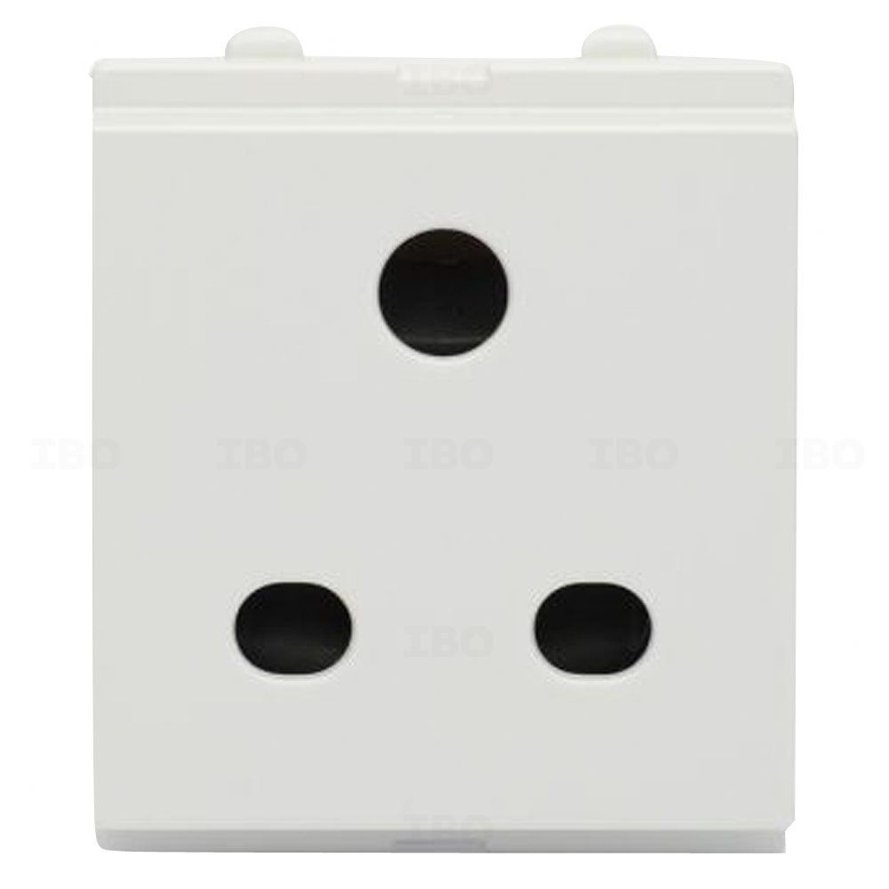 Schneider Zencelo India White 3 pin 6 A 2 Module Socket