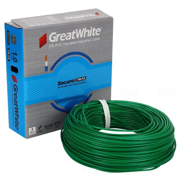 GreatWhite SecureX 1 sq mm Green 90 m FR PVC Insulated Wire GreatWhite SecureX 1 sq mm Green 90 m FR PVC Insulated Wire