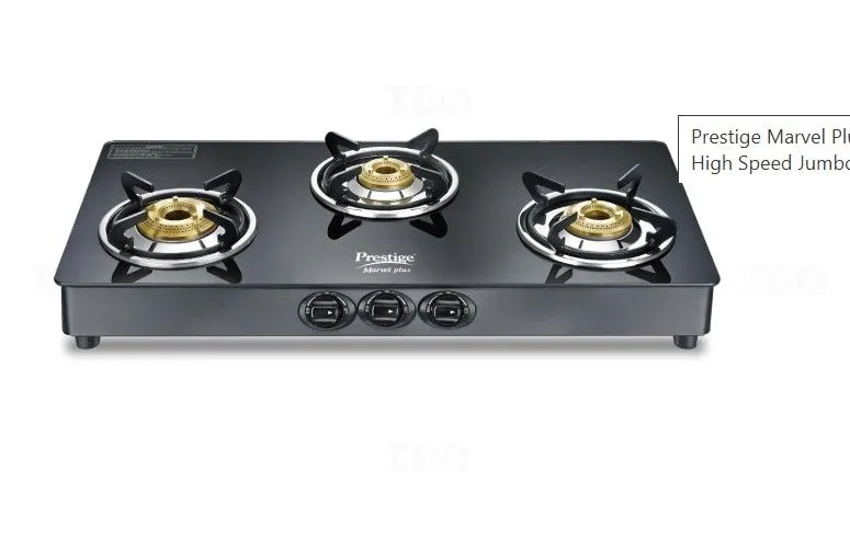 Prestige Marvelplus 3 Burner Black Manual Gas Stove Prestige Marvelplus 3 Burner Black Manual Gas Stove