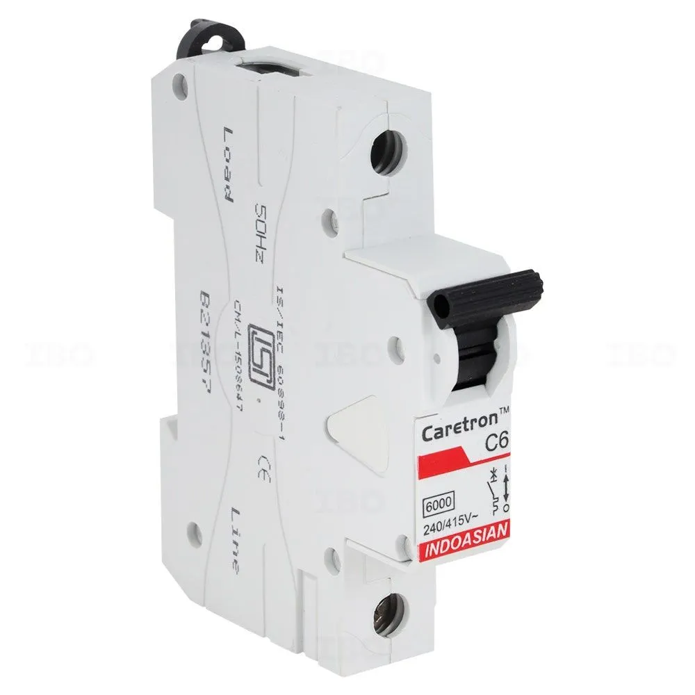 Indoasian Caretron Single Pole 6 A C Curve MCB Indoasian Caretron Single Pole 6 A C Curve MCB