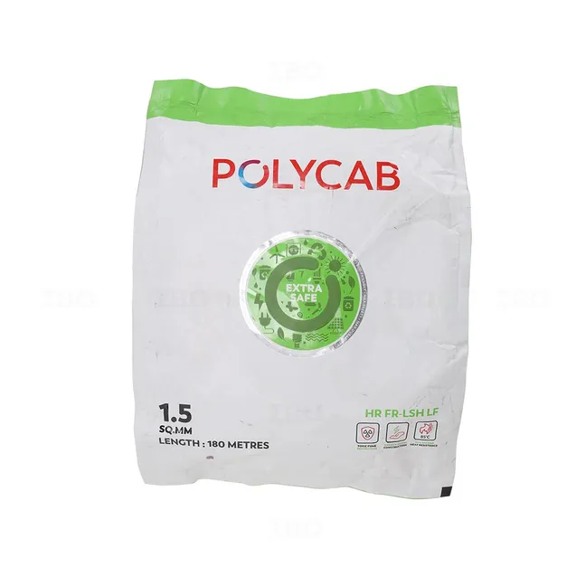 Polycab Green Wire 1.5 sq mm Yellow 180 m HR FR-LSH LF PVC Insulated Wire