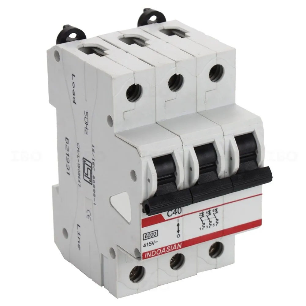 Indoasian Caretron Triple Pole 40 A C Curve MCB Indoasian Caretron Triple Pole 40 A C Curve MCB