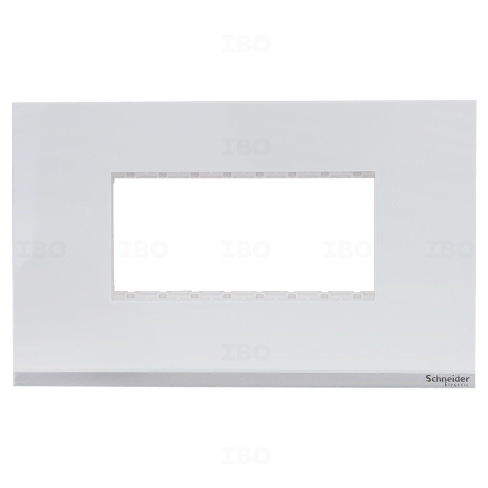 Schneider Unica Pure 4 Module Glossy White Switch Board Plate