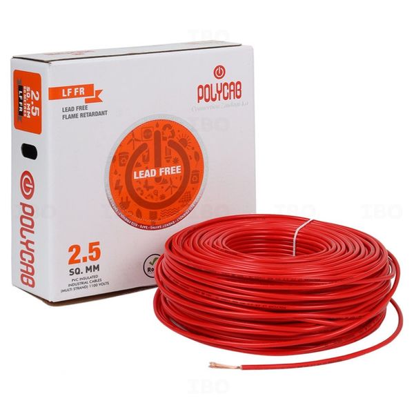 Polycab FRLF 2.5 sq mm Red 90 m PVC Insulated Wire