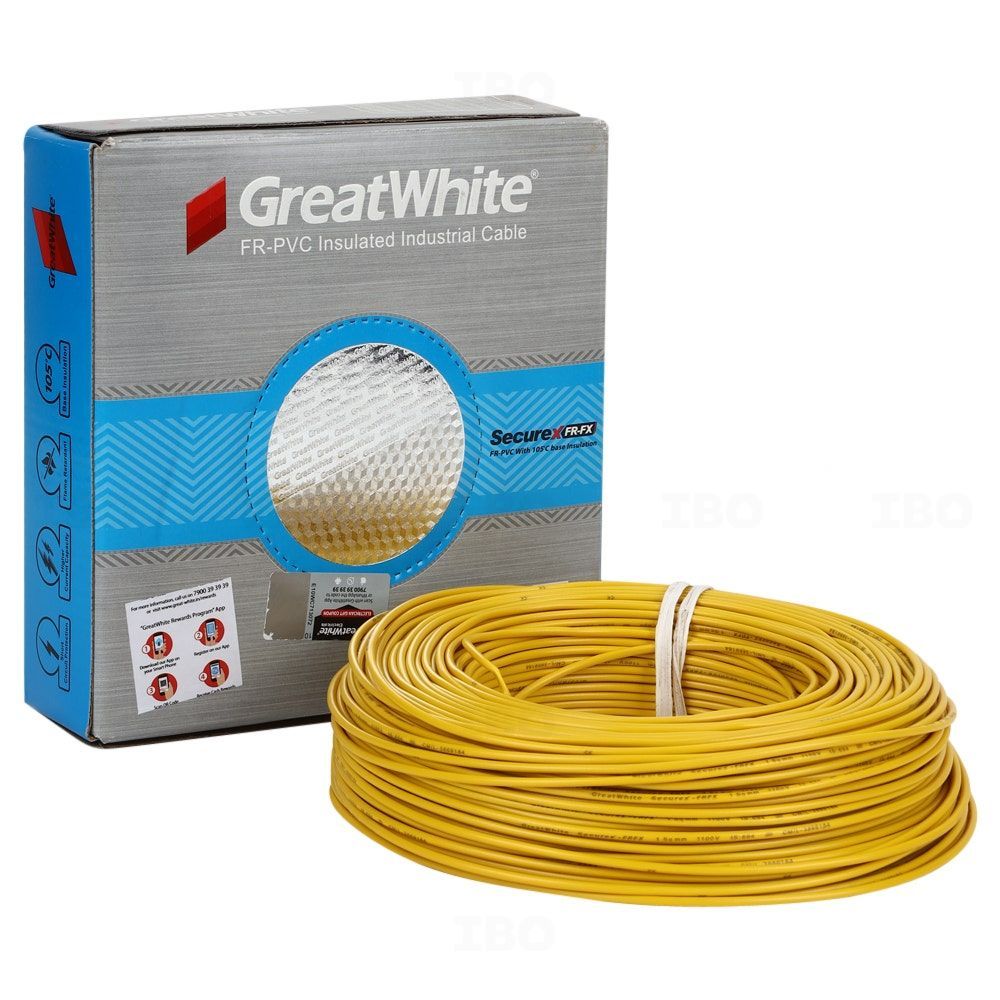 GreatWhite SecureX 1 sq mm Yellow 90 m FR PVC Insulated Wire
