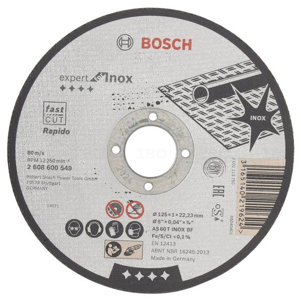 Bosch 2608600549 125x1x22.23mm Metal Cutting Wheel Bosch 2608600549 125x1x22.23mm Metal Cutting Wheel