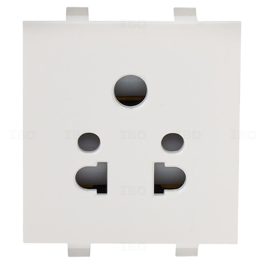 GreatWhite Fiana White 3 pin 10 A 2 Module Socket GreatWhite Fiana White 3 pin 10 A 2 Module Socket