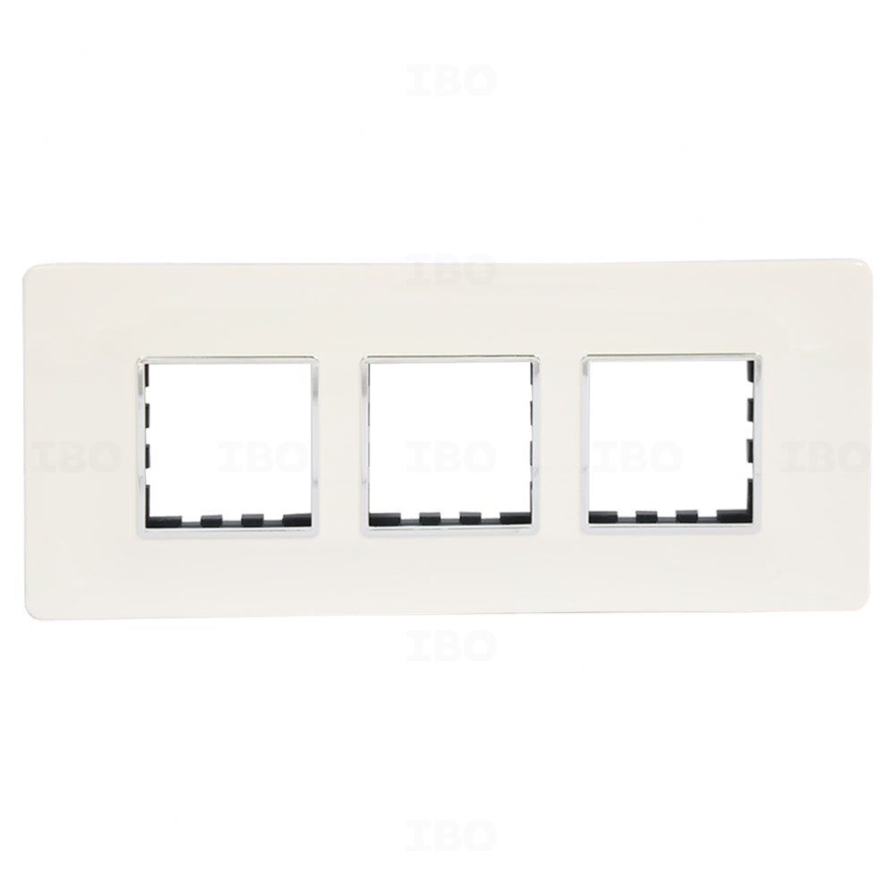 GreatWhite Trivo 6 Module Semi-Glossy White Chrome Switch Board Plate GreatWhite Trivo 6 Module Semi-Glossy White Chrome Switch Board Plate
