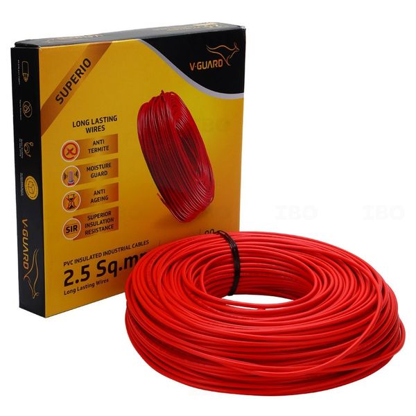 V-Guard Superio+ 2.5 sq mm Red 90 m FR PVC Insulated Wire