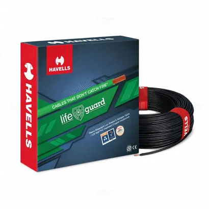 Havells Lifeguard 6 sq mm Black 90 m FR-LSH PVC Insulated Wire