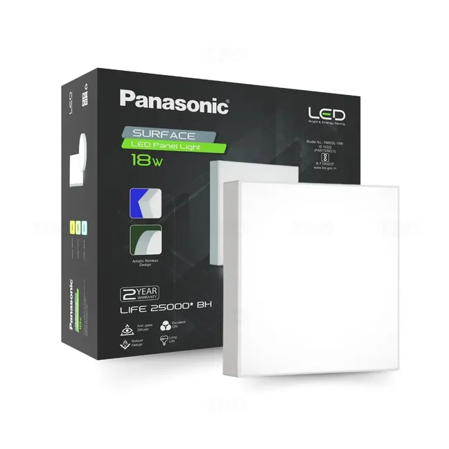 Panasonic 18W TRI CCT LED Square Rimless Surface Panel Light