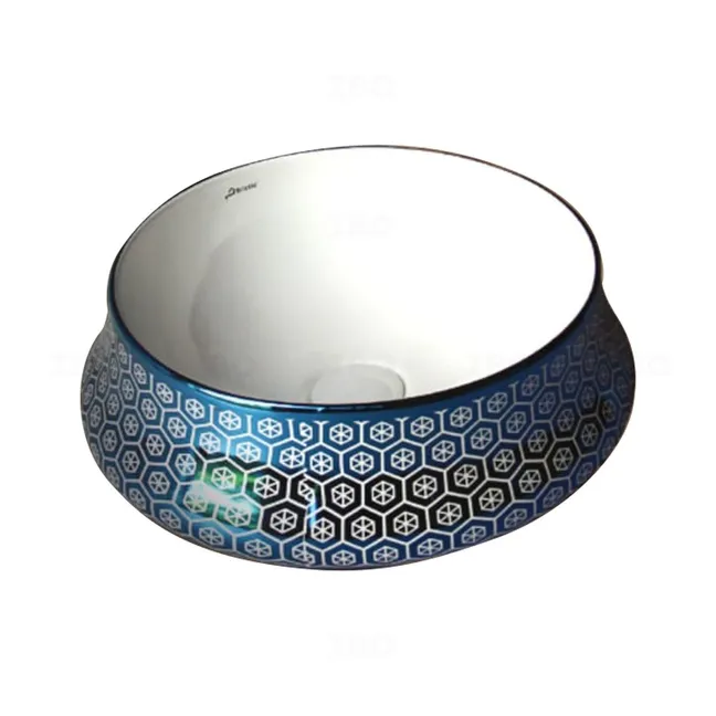 Brizzio 400 mm x 400 mm x 150 mm Blue and White Table Top Basin