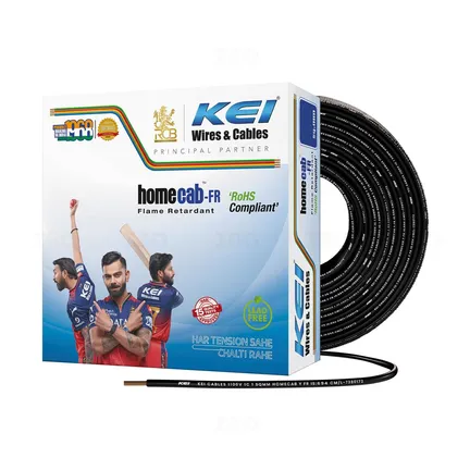 KEI Homecab- FR 2.5 sq mm Black 90 m FR PVC Insulated Wire