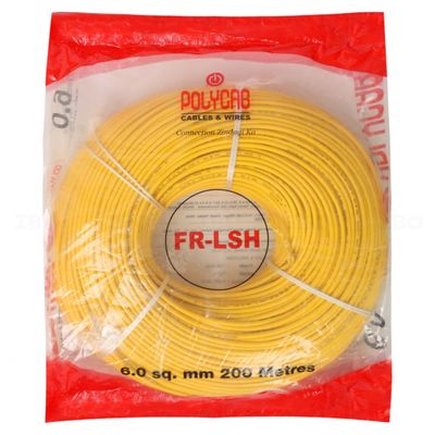 Polycab FRLS-H 6 sq mm Yellow 200 m PVC Insulated Wire Polycab FRLS-H 6 sq mm Yellow 200 m PVC Insulated Wire