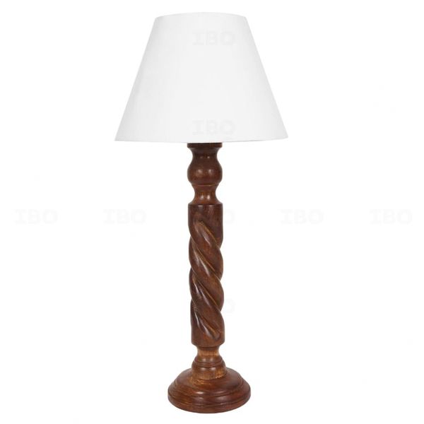 Walnut Spiral Pattern Base Wooden Lamp