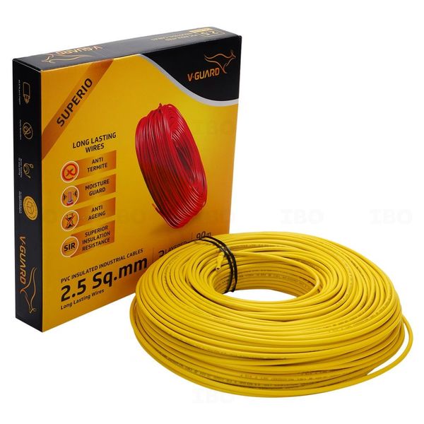V-Guard Superio+ 2.5 sq mm Yellow 90 m FR PVC Insulated Wire