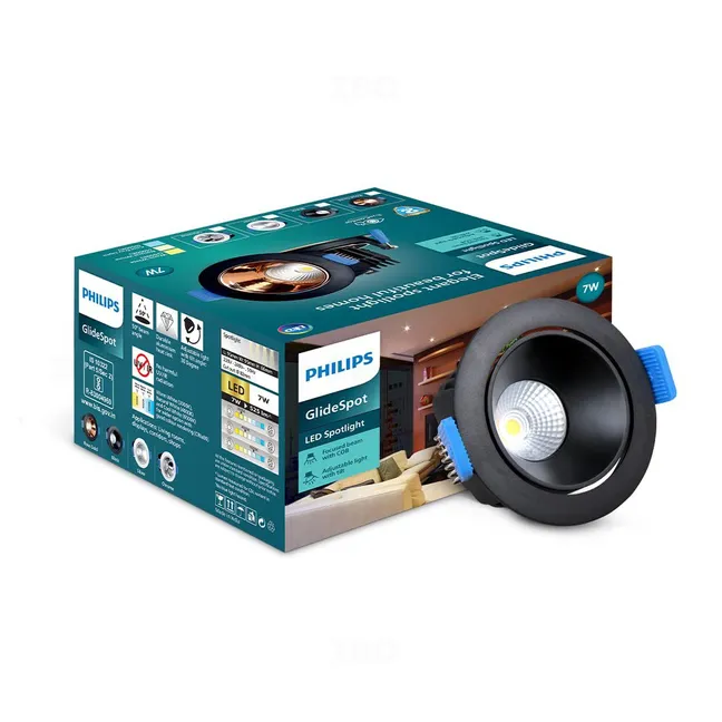 Philips 7W 3000k DecoBright Black LED Spot COB Light