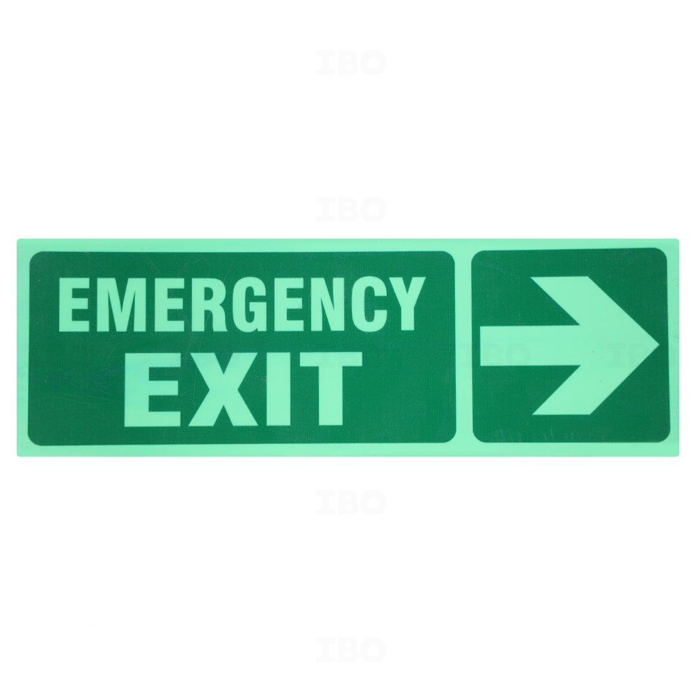 SignageShop 12 in. x 4 in. Emergency Exit With Arrow (R) Stock Sign