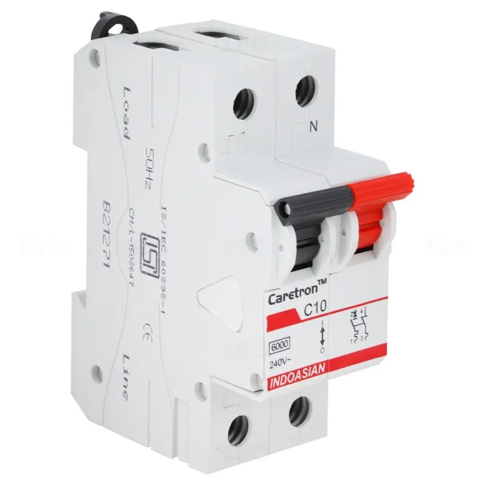 Indoasian Caretron Single Pole Neutral 10 A C Curve MCB