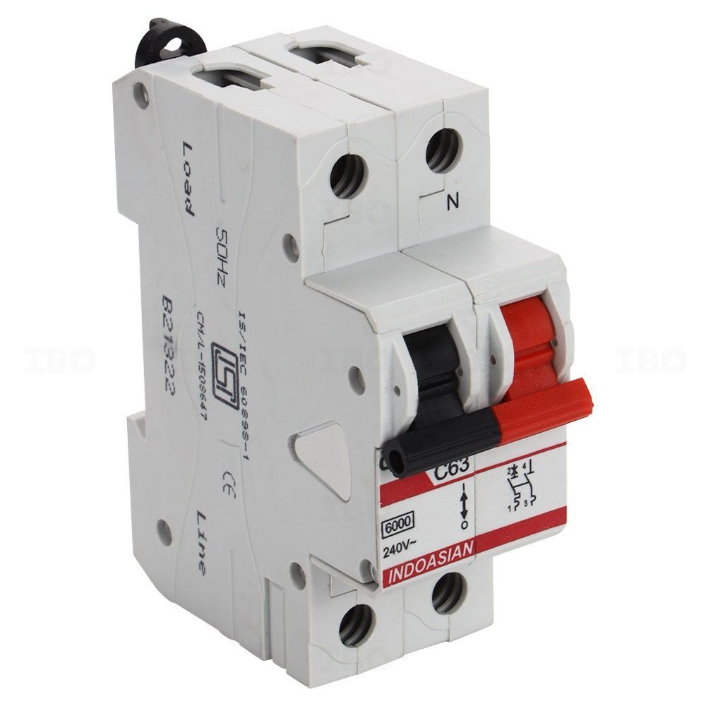 Indoasian Caretron Single Pole Neutral 63 A C Curve MCB Indoasian Caretron Single Pole Neutral 63 A C Curve MCB