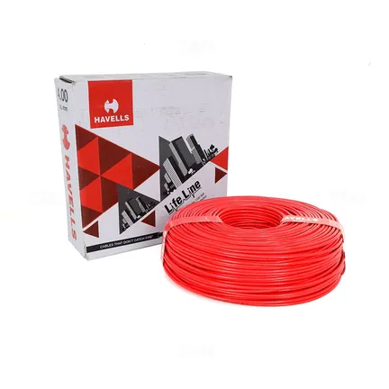 Havells Lifeline 4 sq mm Red 180 m FR PVC Insulated Wire Havells Lifeline 4 sq mm Red 180 m FR PVC Insulated Wire