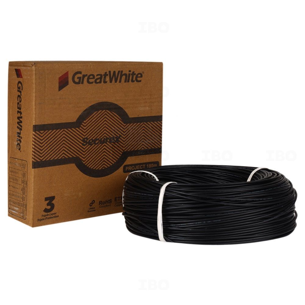 GreatWhite SecureX-FRFX 1.5 sq mm Black 180 m PVC Insulated Wire GreatWhite SecureX-FRFX 1.5 sq mm Black 180 m PVC Insulated Wire