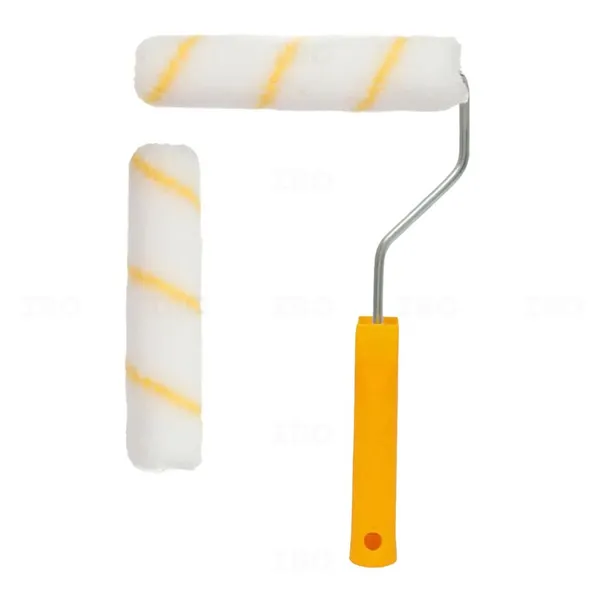 Unbranded 6 in. Paint Roller 6" Yellow Line STD (2 Roller+1 Handle) All Surface Roller