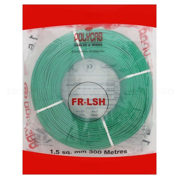 Polycab FRLS-H 1.5 sq mm Green 300 m PVC Insulated Wire