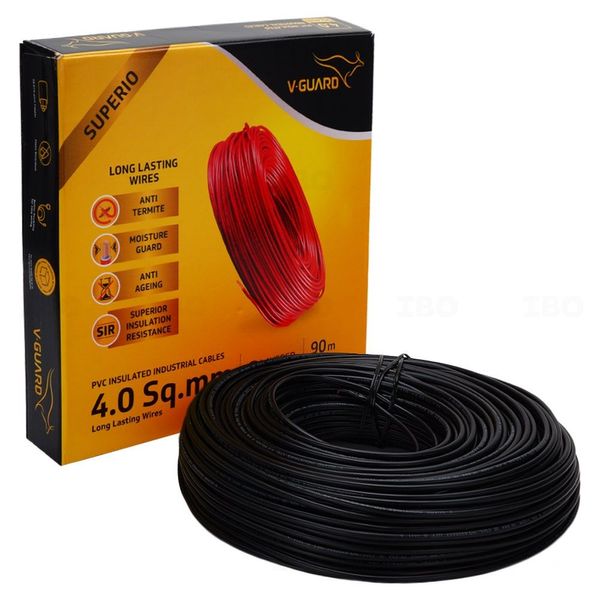 V-Guard Superio+ 4 sq mm Black 90 m FR PVC Insulated Wire V-Guard Superio+ 4 sq mm Black 90 m FR PVC Insulated Wire