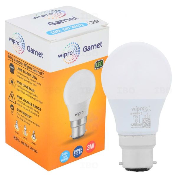 Wipro Garnet 3 W B22 Cool Day Light LED Bulb