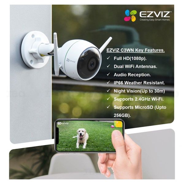 HIK Vision EZVIZ CS-C3N-A0-3G2WFL1 Outdoor Wi-Fi Camera