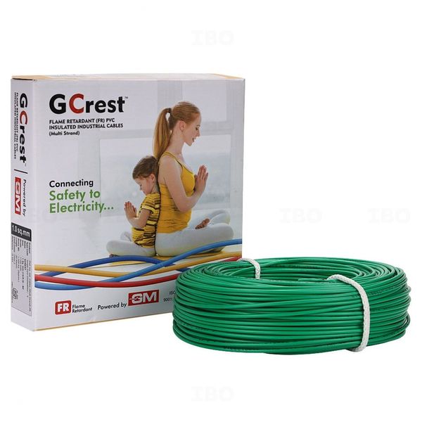 GM GCREST 1 sq mm Green 90 m PVC Insulated Wire