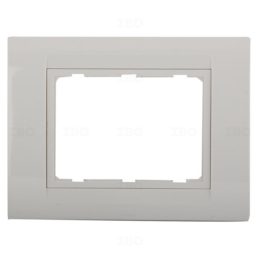 Anchor Penta Modular 3 Module Glossy White- Silver Chrome Switch Board Plate
