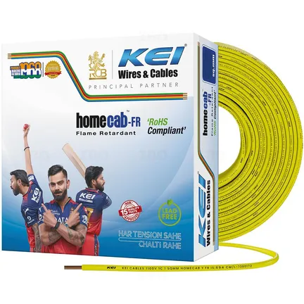 KEI Homecab- FR 2.5 sq mm Yellow 300 m FR PVC Insulated Wire