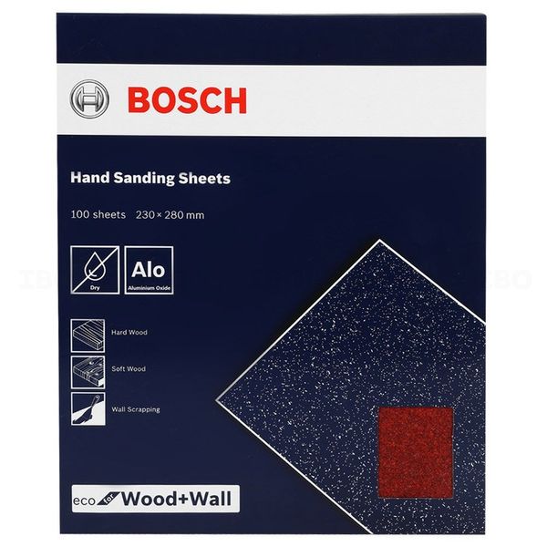 Bosch 2608621491 60Grit 100 Pcs Hand Sanding Sheets For Wood & Wall