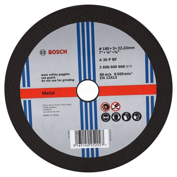 Bosch 2608600666 180x3x22.23mm Metal Cutting Wheel