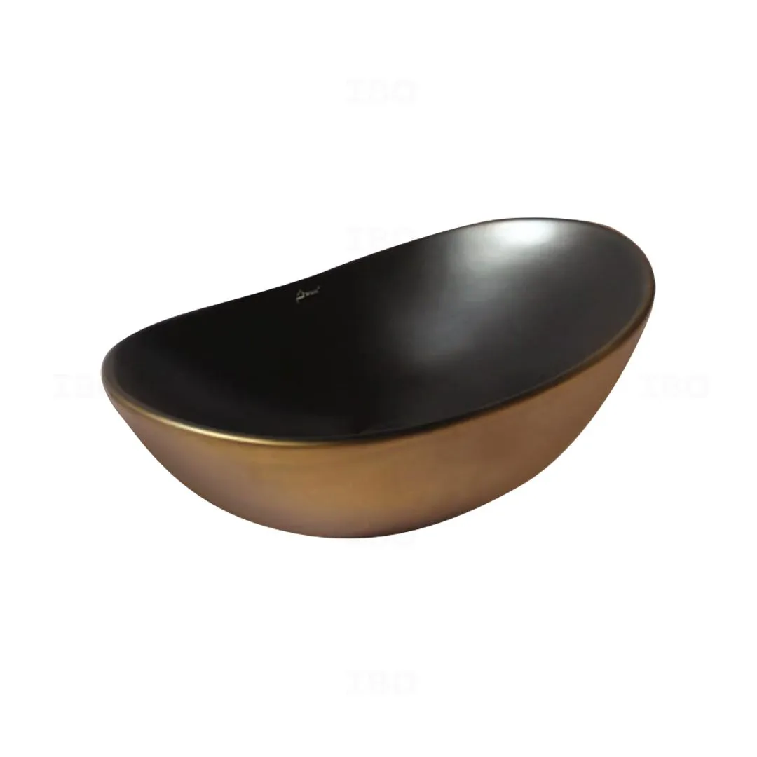Brizzio 480 mm x 305 mm x 145 mm Matt Gold and Black Table Top Basin