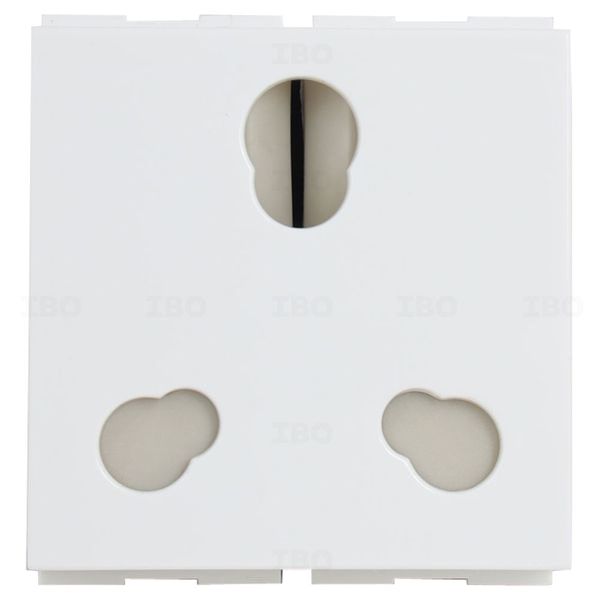 GM FourFive Wave Glossy White 3 pin 16 A 1 Module Socket GM FourFive Wave Glossy White 3 pin 16 A 1 Module Socket