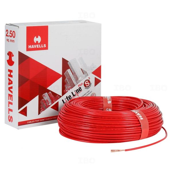 Havells Life Line 2.5 sq mm Red 90 m PVC Insulated Wire