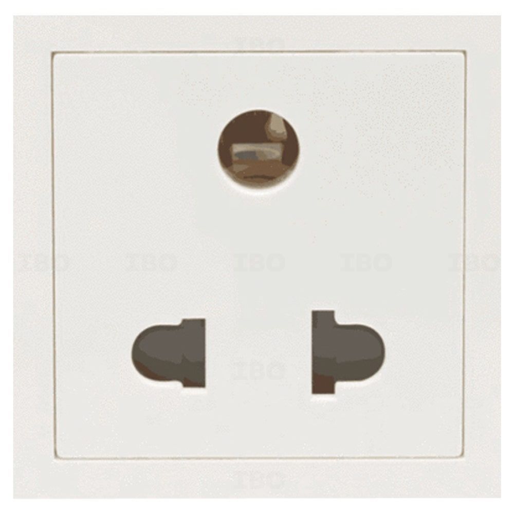 Indoasian Glint White 3 pin 6 A 2 Module Socket