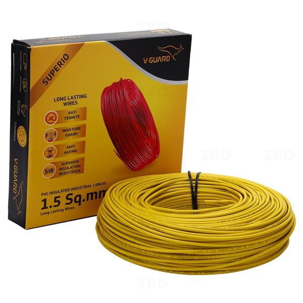 V-Guard Superio+ 1.5 sq mm Yellow 90 m FR PVC Insulated Wire V-Guard Superio+ 1.5 sq mm Yellow 90 m FR PVC Insulated Wire