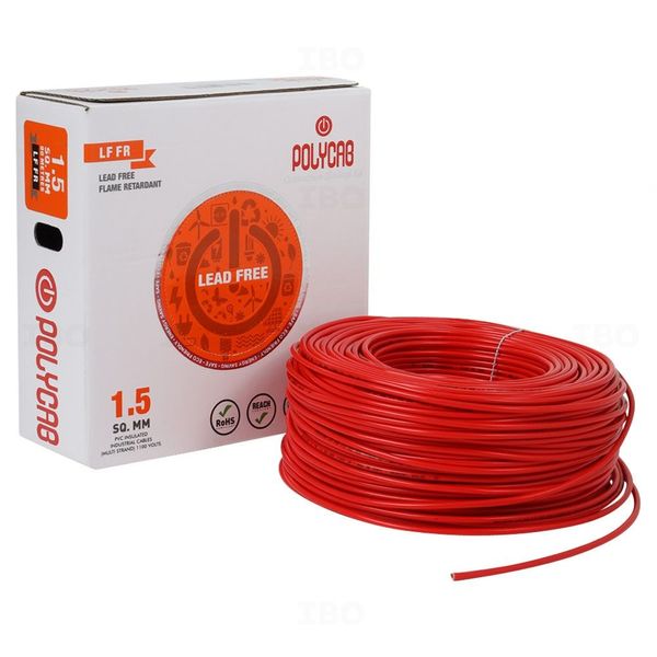 Polycab FRLF 1.5 sq mm Red 90 m PVC Insulated Wire