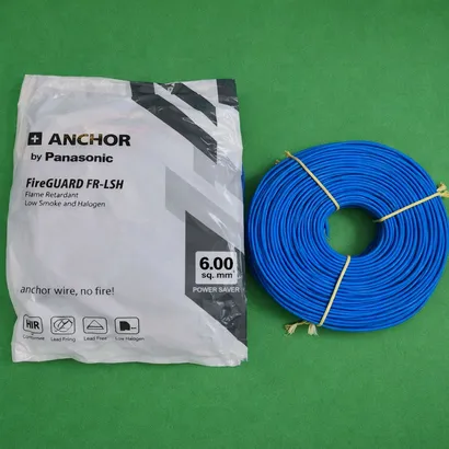 Anchor FireGuard 6 sq mm Blue FRLS-H PVC Insulated Wire