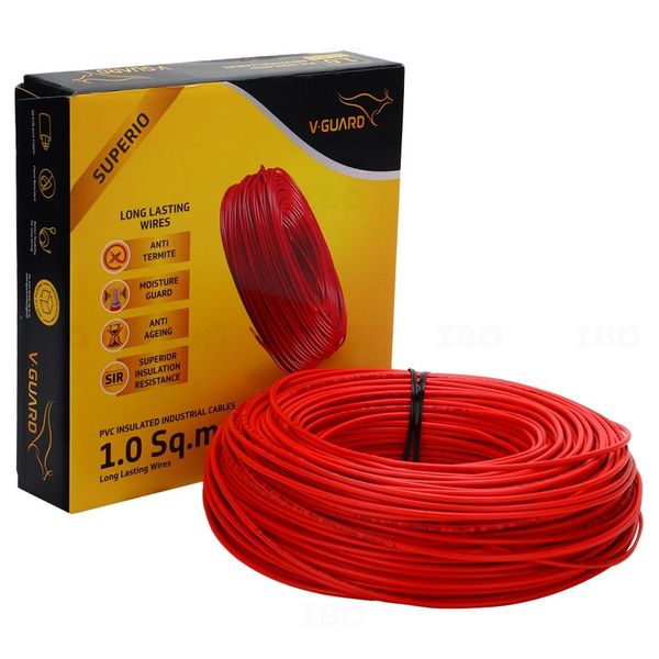 V-Guard Superio+ 1 sq mm Red 90 m FR PVC Insulated Wire