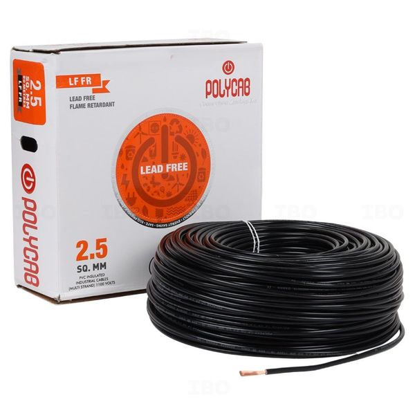 Polycab FRLF 2.5 sq mm Black 90 m PVC Insulated Wire